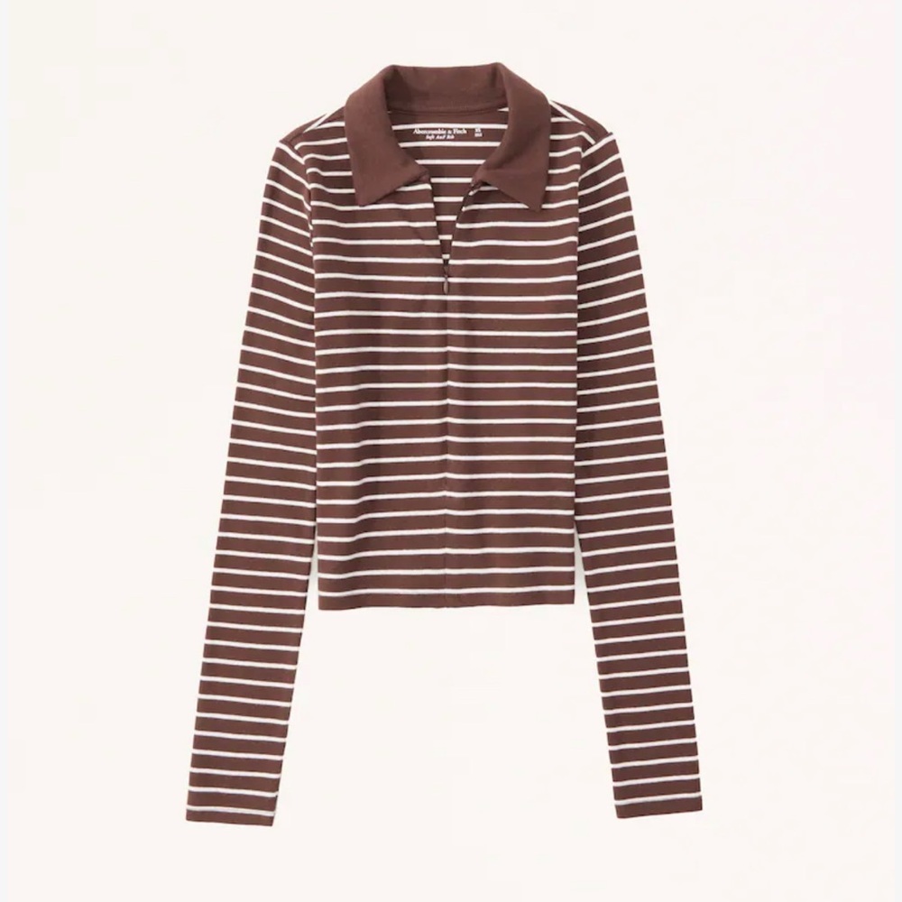 Abercrombie & Fitch long-sleeved ribbed brown shirt